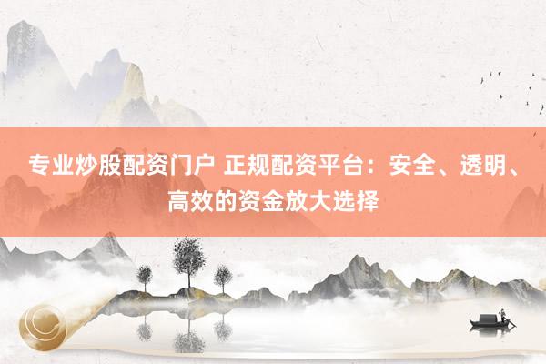 专业炒股配资门户 正规配资平台：安全、透明、高效的资金放大选择