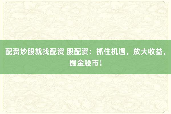 配资炒股就找配资 股配资：抓住机遇，放大收益，掘金股市！