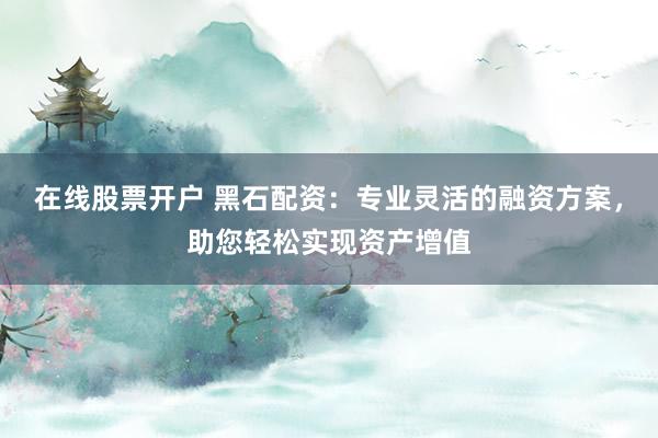 在线股票开户 黑石配资：专业灵活的融资方案，助您轻松实现资产增值