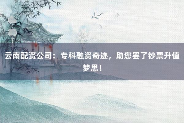 云南配资公司：专科融资奇迹，助您罢了钞票升值梦思！