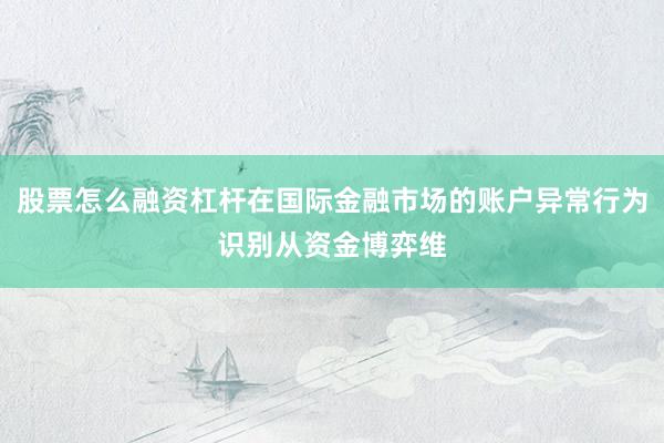 股票怎么融资杠杆在国际金融市场的账户异常行为识别从资金博弈维